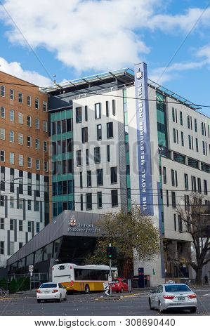 Melbourne, Australia - June 9, 2019: The Royal Melbourne Hospital Is A Major Tertiary Teaching Hospi