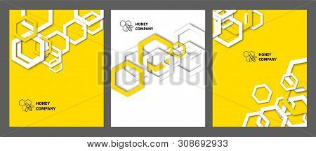 Background With Honeycombs. Set Of Templats For Covers, Flyers, Banners And Posters.