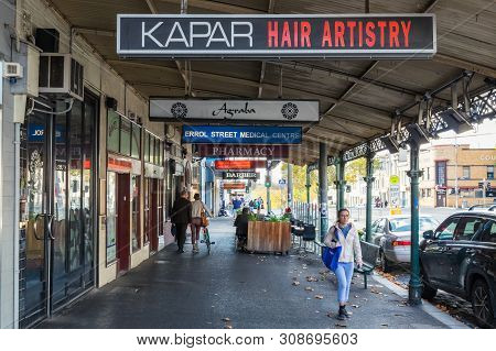 Melbourne, Australia - June 9, 2019: Shopping Arcade On Errol Street In The Heart Of North Melbourne