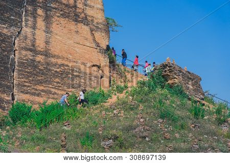 Mingun-myanmar, January 20, 2019 : Unidentified Tourists Come To Visit And Take Photographys At The