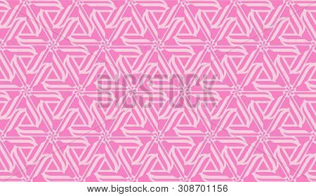 Modern Pattern With Curved Line. Triangles, Line, Geometric Elements. Vector Seamless Illustration. 