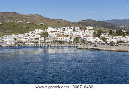 05/02/2019. Greek Islands. Andros Island, Cyclades, Greece. View Of The Port Of Gavrio On The Coastl