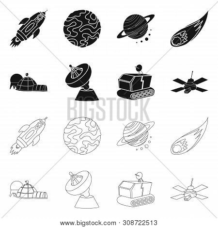 Vector Design Of Astronomy And Technology Icon. Collection Of Astronomy And Sky Vector Icon For Stoc