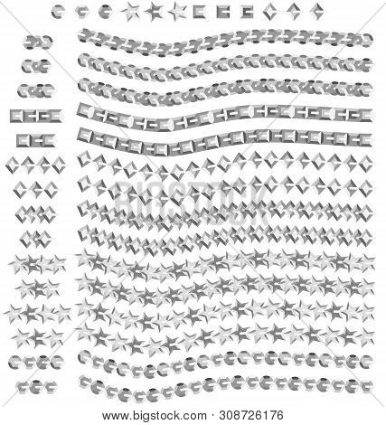 Fashion Sequin Shapes &amp; Pattern Brush Elements Vector Illustrations
