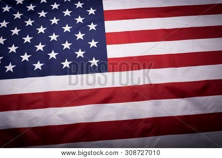 American Flag Waving In The Wind. Tond