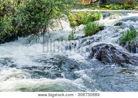 A View From Downstream  At Tumwater Falls In Tumwater, Washington.