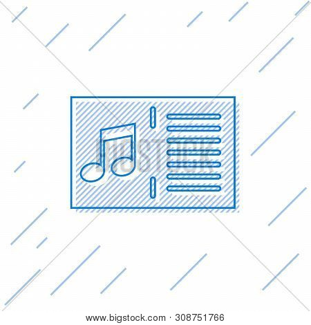 Blue Music Book With Note Line Icon Isolated On White Background. Music Sheet With Note Stave. Noteb