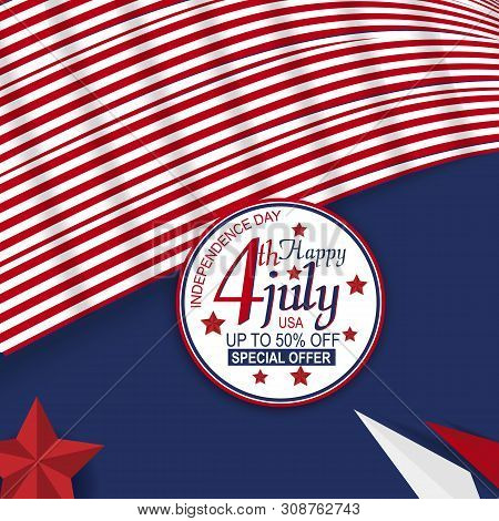 Sale Material And Element For Fourth Of July Independence Day Of United States. Design For Banner, A