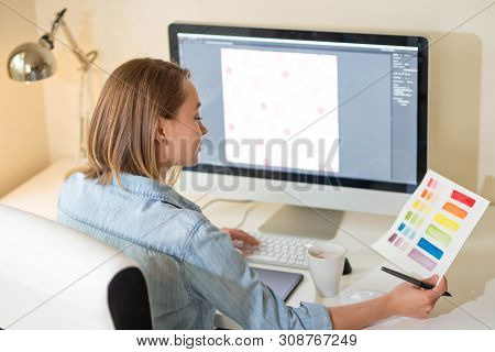 Graphic Designer. Work With Color On The Project. Web Design Concept. Freelancer. Art