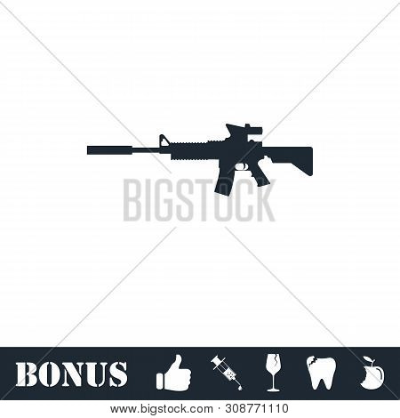 Assault Carbine Icon Flat. Vector Illustration Symbol And Bonus Pictogram