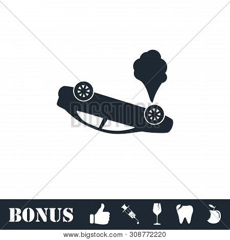 Crash Car Icon Flat. Vector Illustration Symbol And Bonus Pictogram