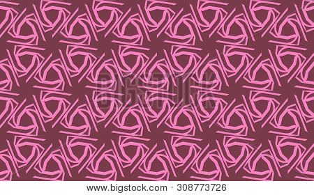 Vector Seamless Illustration With Pattern In Triangles Style. Curved Line. Decorative Design For For