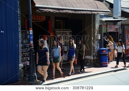 Melaka, Malaysia - 25 Jun, 2019: Street View Of Jonker Street In Melaka Malaysia. Melaka Has A Histo