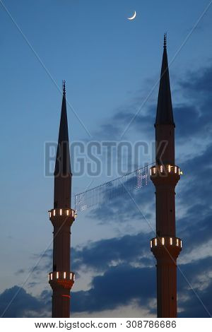 Minaret Of The Mosque During Sunset, Turkey