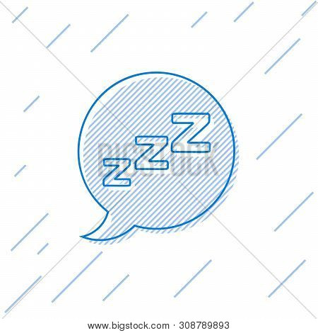 Blue Line Speech Bubble With Snoring Icon Isolated On White Background. Concept Of Sleeping, Insomni