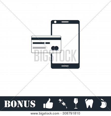 Mobile Payment Icon Flat. Vector Illustration Symbol And Bonus Pictogram