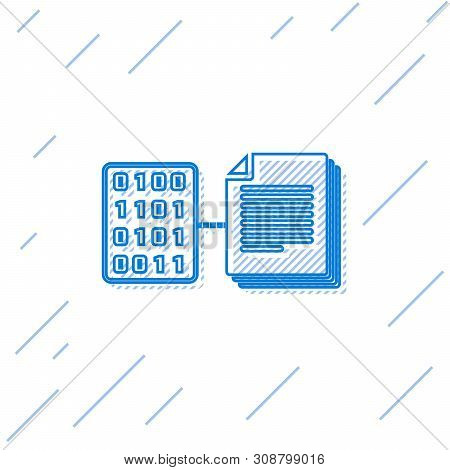 Blue Smart Contract Line Icon Isolated On White Background. Blockchain Technology, Cryptocurrency Mi
