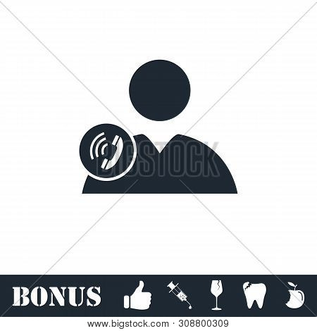 Call To User Icon Flat. Vector Illustration Symbol And Bonus Pictogram