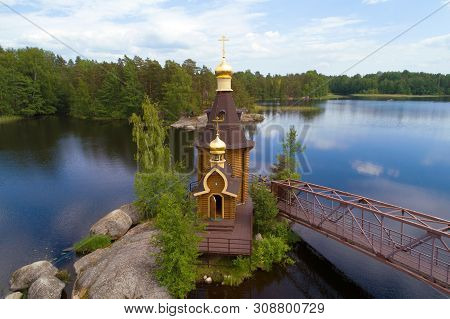 Old Church Of The Apostle Andrew The First-called On The Vuoksa River Close-up On A June Day (shooti