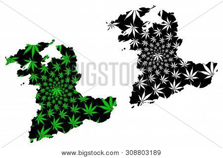 Bern (cantons Of Switzerland, Swiss Cantons, Swiss Confederation) Map Is Designed Cannabis Leaf Gree