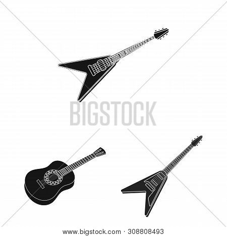 Isolated Object Of Rock And Music Sign. Collection Of Rock And Instrument Bitmap Icon For Stock.