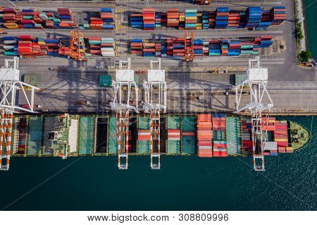 Station Unloading Shipping Cargo Containers Business Import Export Cars And All Products In Thailand
