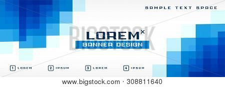 Abstract Business Banner Design With Blue Mosiac Shapes
