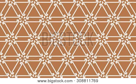 Vector Seamless Illustration With Curved Line. Modern Pattern In Triangles Style. For Modern Interio