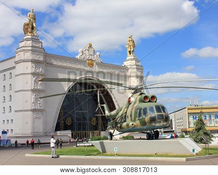 Combat Mi-8 Helicopter (mil Mi-8) At Vdnkh Park In Moscow On June 2019
