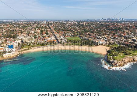 Coogee Beach Aerial View Sydney Nsw Australia