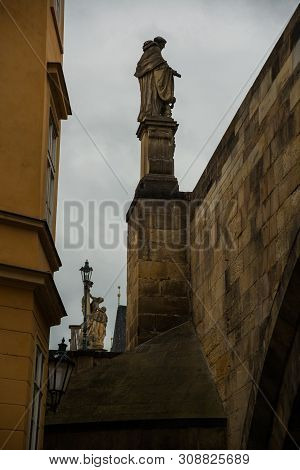 Prague, Czech Republic: Karluv Most. The Famous Beautiful And Ancient Charles Bridge, A Popular Plac
