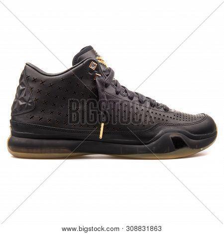 Vienna, Austria - August 25, 2017: Nike Kobe X Mid Ext Black Sneaker On White Background.