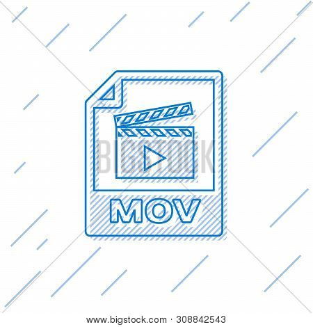 Blue Mov File Document Icon. Download Mov Button Line Icon Isolated On White Background. Mov File Sy