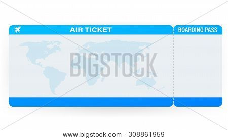Airline Tickets Or Boarding Pass Inside Of Special Service Envelope. Vector Stock Illustration.