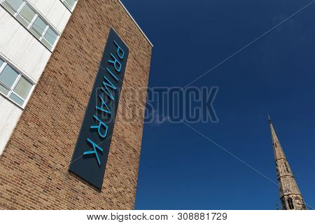 Coventry, Warwickshire, United Kingsom, June 27th 2019,  A Sign For Primark In The Main Square
