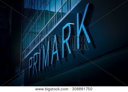 Coventry, Warwickshire, United Kingsom, June 27th 2019,  A Sign For Primark In The Main Square
