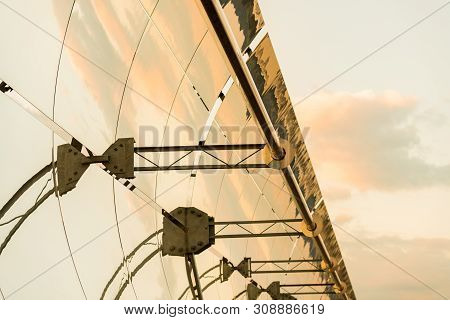 Detail Of The Concentrators And Solar Panels Of The Solar Thermal Power Plant In Logrosan, Extremadu
