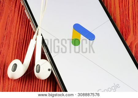 Helsinki, Finland, May 4, 2019: Google Ads Adwords Application Icon On Apple Iphone X Screen Close-u