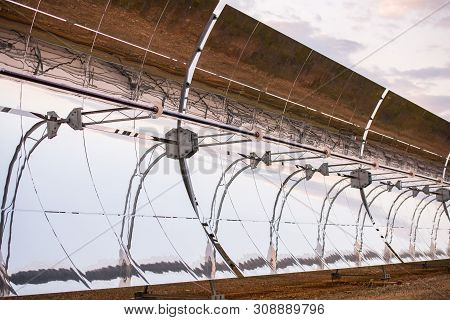 Detail Of The Concentrators And Solar Panels Of The Solar Thermal Power Plant In Logrosan, Extremadu
