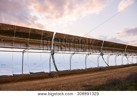 Detail Of The Concentrators And Solar Panels Of The Solar Thermal Power Plant In Logrosan, Extremadu