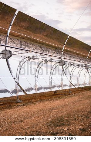 Detail Of The Concentrators And Solar Panels Of The Solar Thermal Power Plant In Logrosan, Extremadu