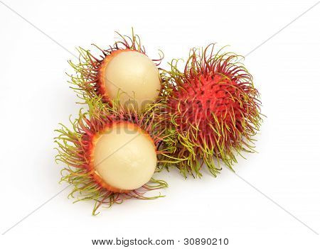 Jagodzian Rambutan owoce na białym tle