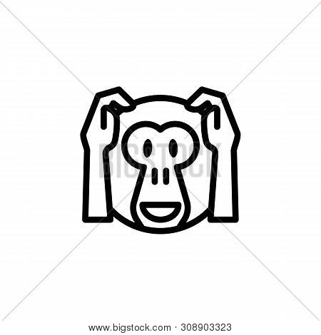 Monkey Did Not Hear Outline Icon. Signs And Symbols Can Be Used For Web, Logo, Mobile App, Ui, Ux