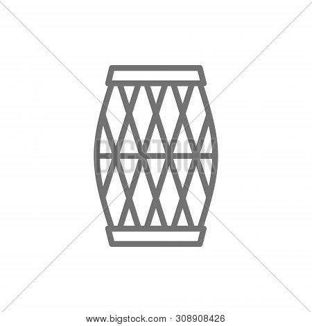 Indian Musical Drum, Mridangam, Dholak Line Icon.