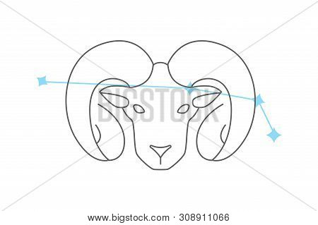 Zodiac Aries Icon. Vector Line Icons On White Background. Easy Editable Colors. Simple Element Illus
