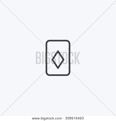 Black Line Diamond Face Card Icon Vector. Illustration On White Background, Can Be Used For Web And 