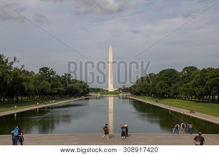 Washungton D.c.,usa-june 14,2018 - Landscape Washington Monument Obelisc In Usa.