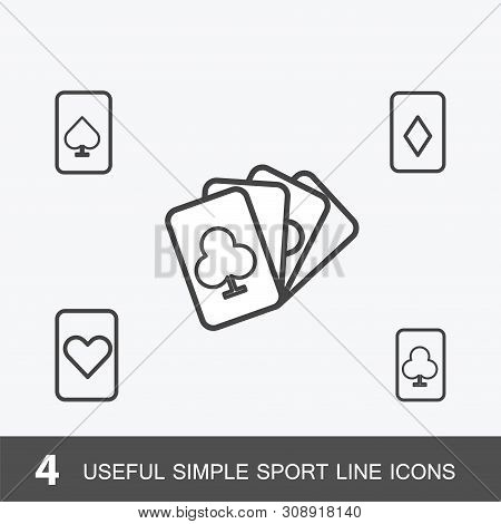 5 Useful Simple Sport Game Cards Icons. Vector  Illustration On White Background, Can Be Used For We
