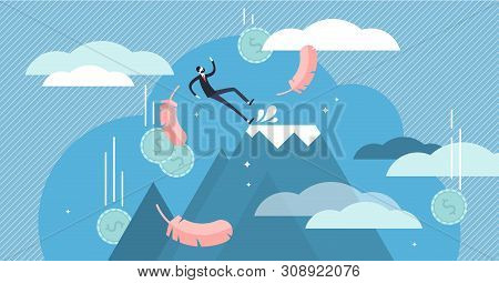 Fall Vector Illustration. Flat Tiny Economical Business Fail Persons Concept. Bankruptcy Warning And