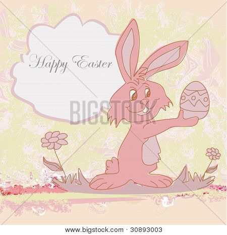 Illustration af happy Easter bunny transporterer æg